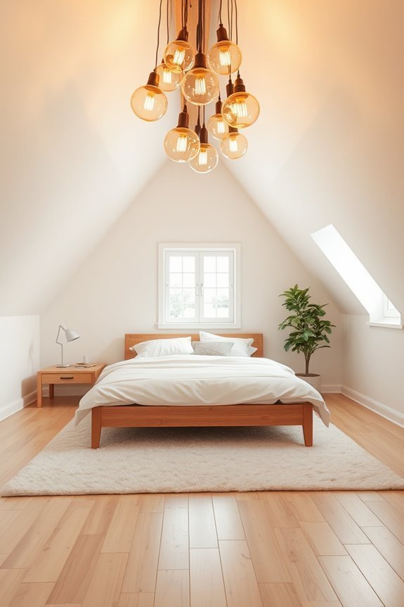 dramatic overhead lighting clusters