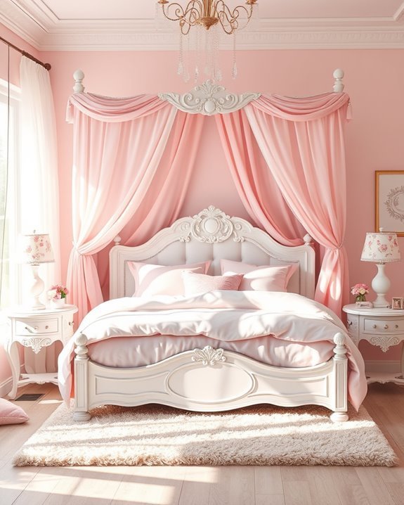 dreamy pink canopy bed