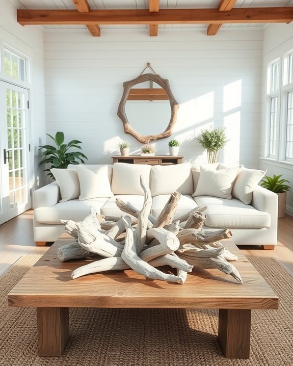 driftwood decor for coastal ambiance