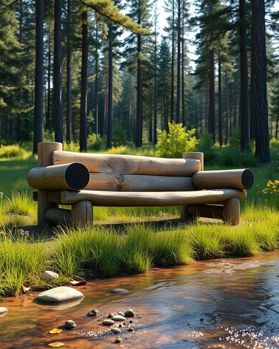 durable natural log benches
