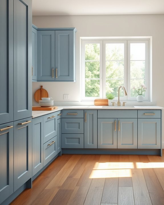 dusty blue and oak