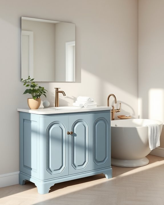 dusty blue bathroom elegance