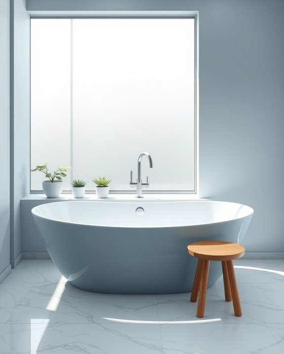 dusty blue bathtub oasis