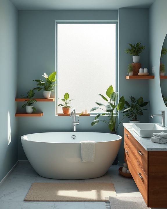 dusty blue plant decor