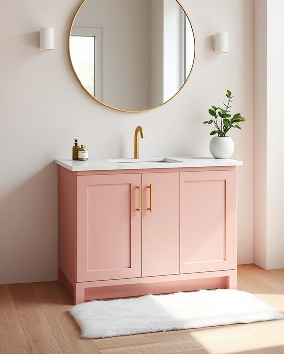 dusty pink bathroom accents