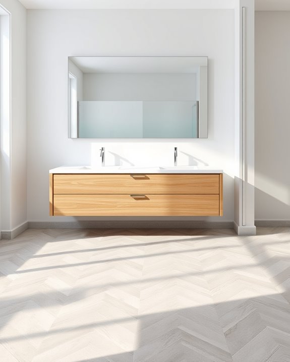 dynamic herringbone bathroom design