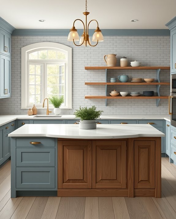 earthy blue and cream