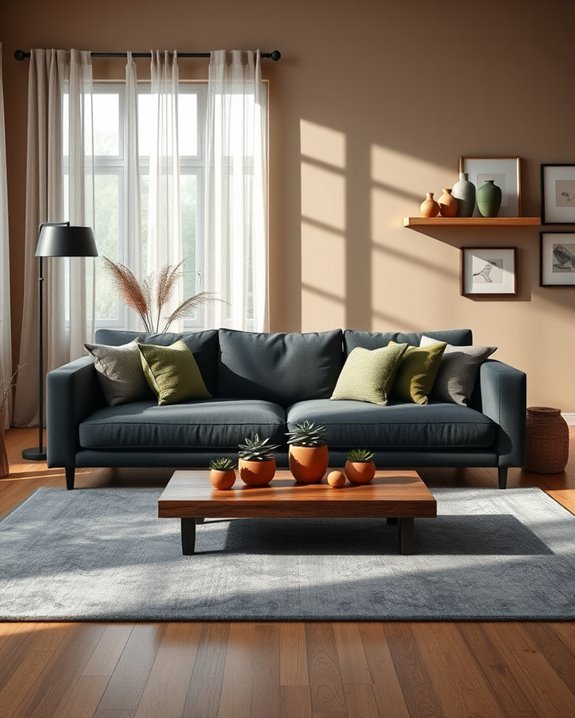 earthy green living room accessories