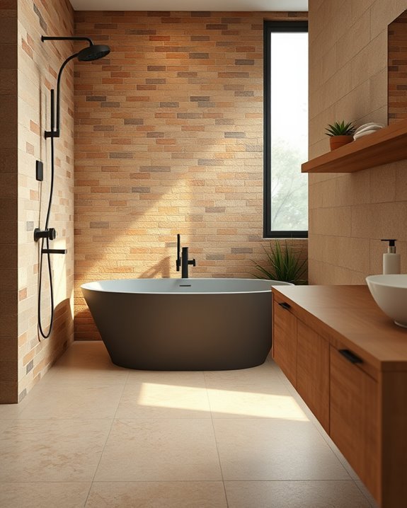 earthy grout enhances tranquility