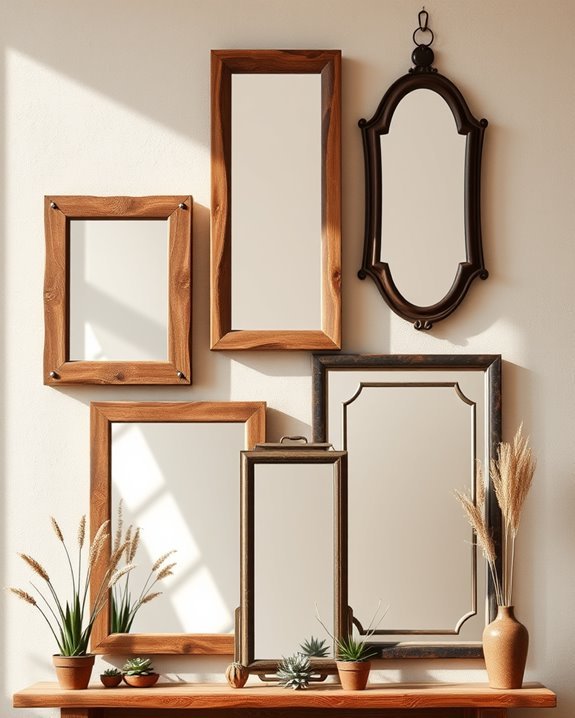 earthy mirrors enhance decor