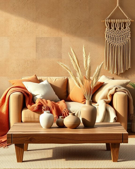 earthy textiles enhance warmth