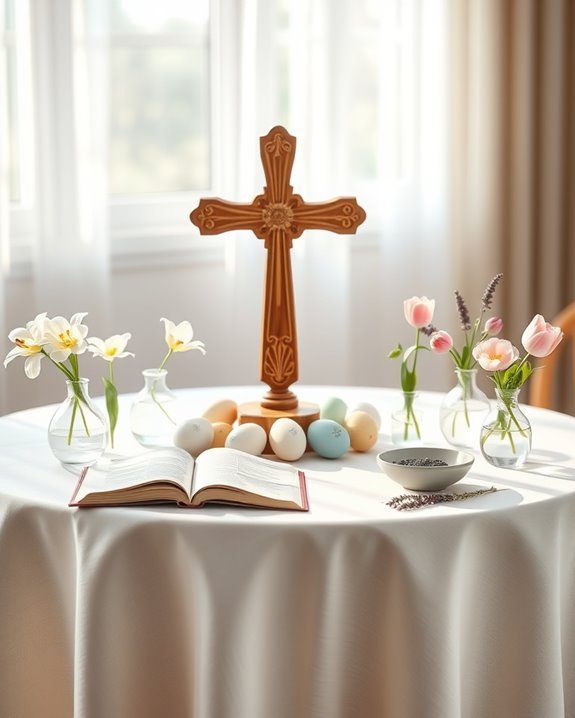 easter prayer table setup