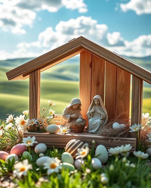 easter themed nativity scene