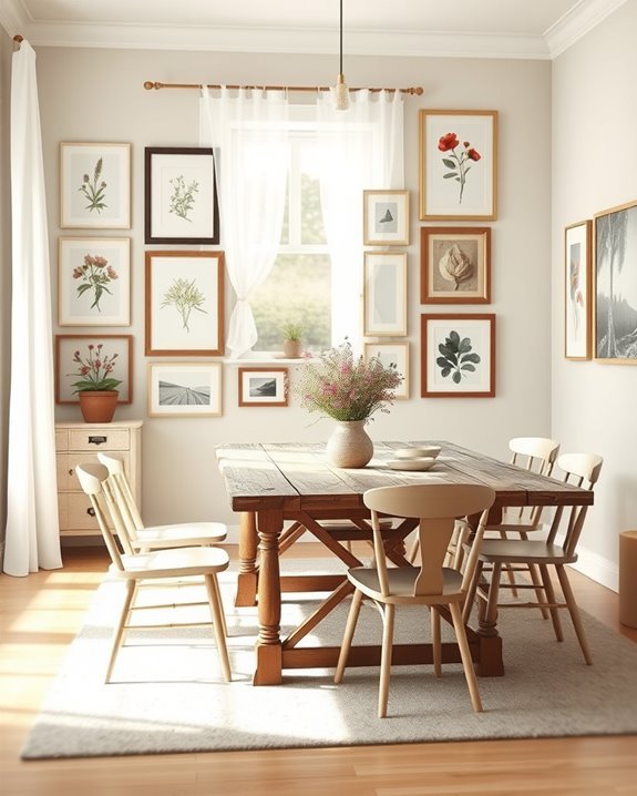 eclectic art collection display