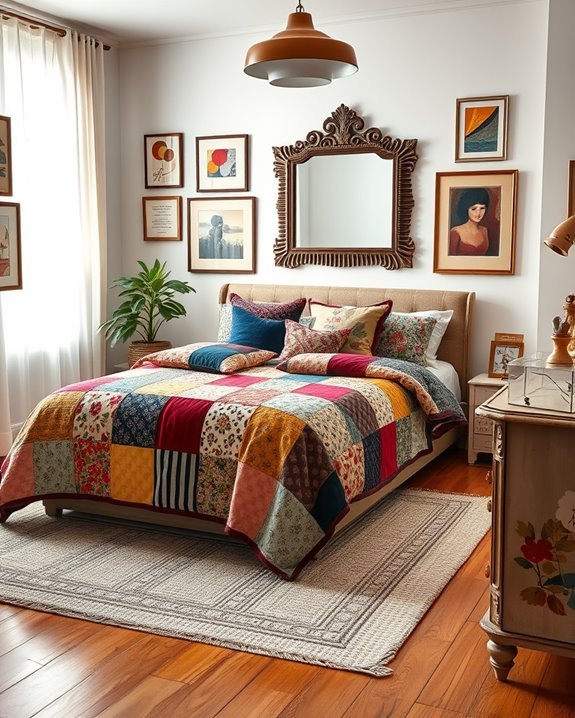eclectic bedding enhances personality