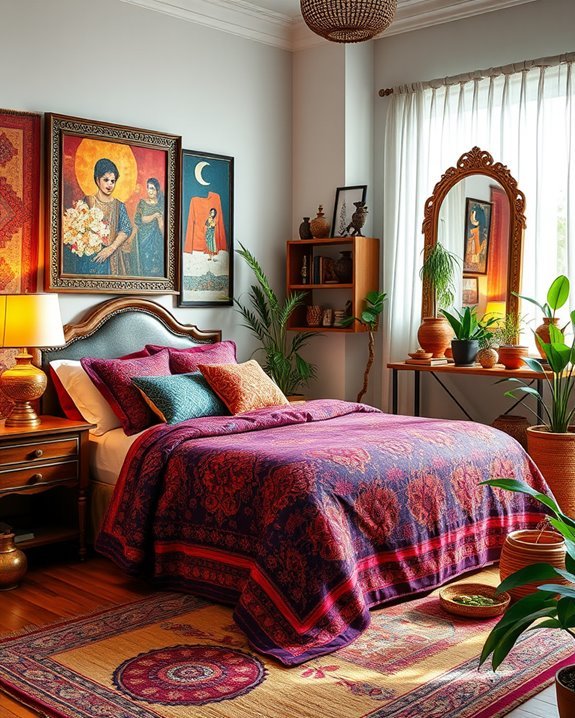 eclectic bedroom accessory combinations