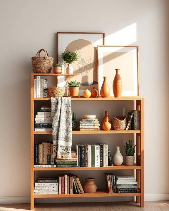 eclectic boho bookshelf decor