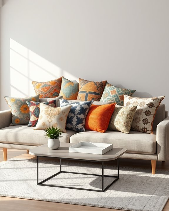 eclectic colorful throw pillows