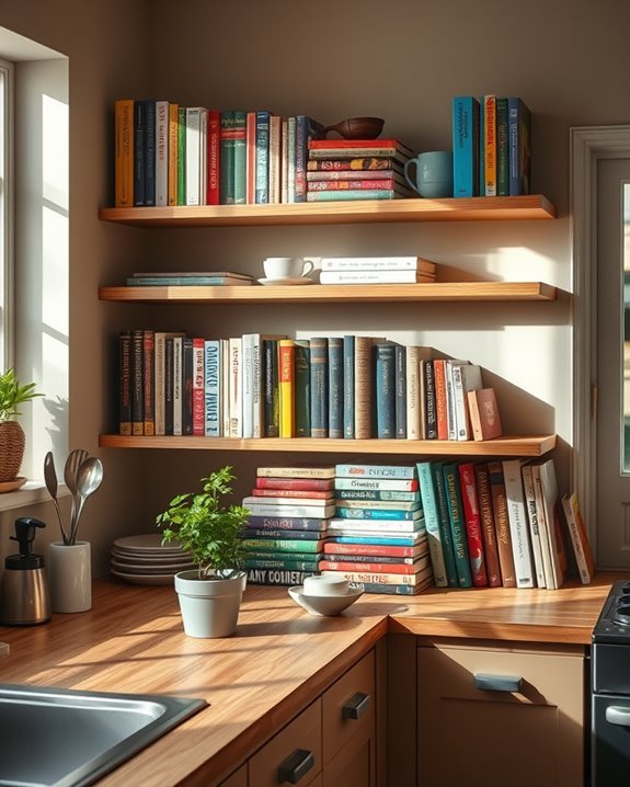 eclectic cookbook display organization
