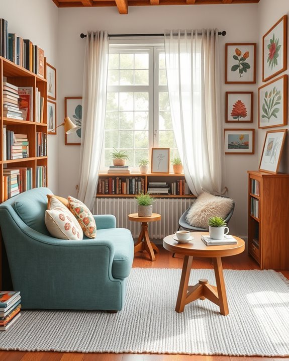 eclectic cozy reading nook