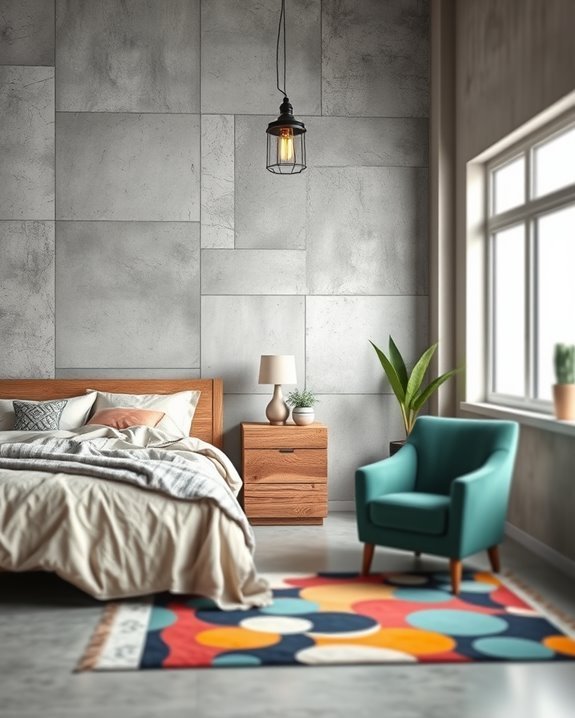 eclectic decor with concrete