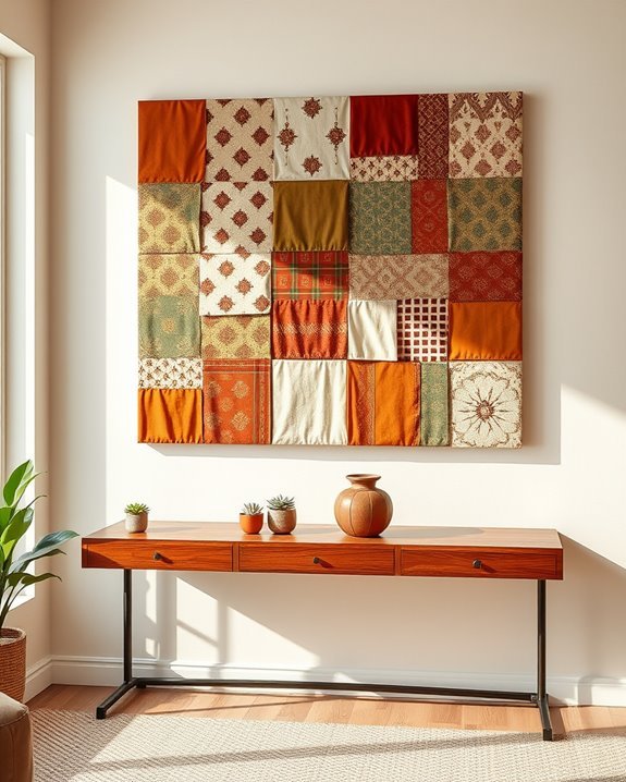 eclectic fabric wall art