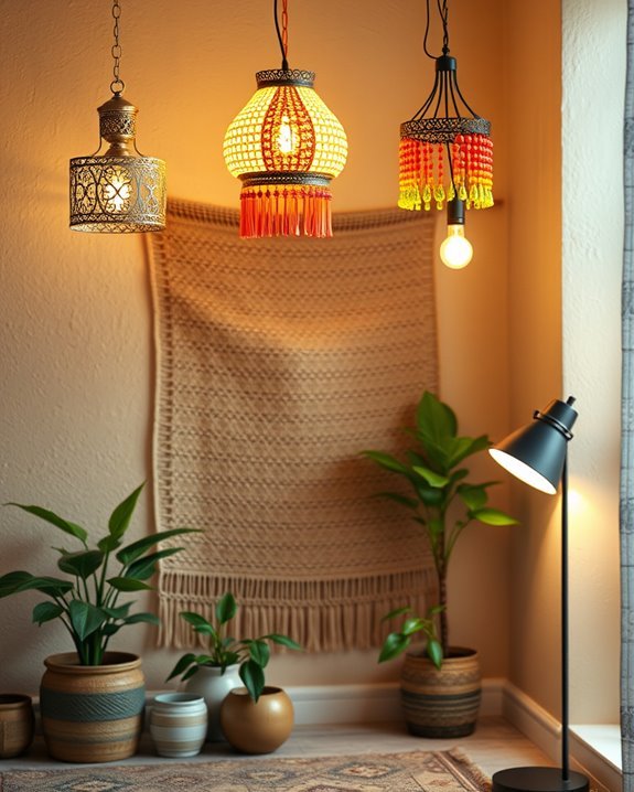 eclectic lighting enhances decor