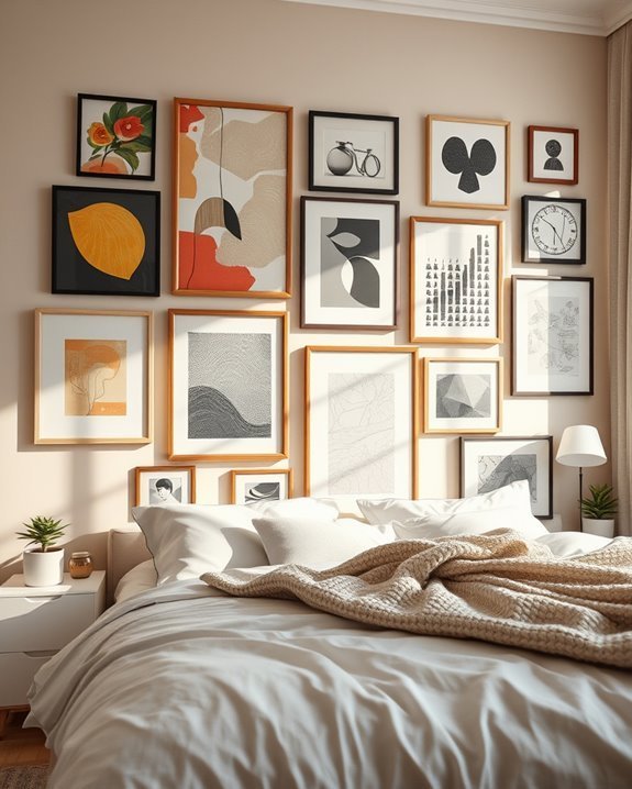 eclectic personal art display