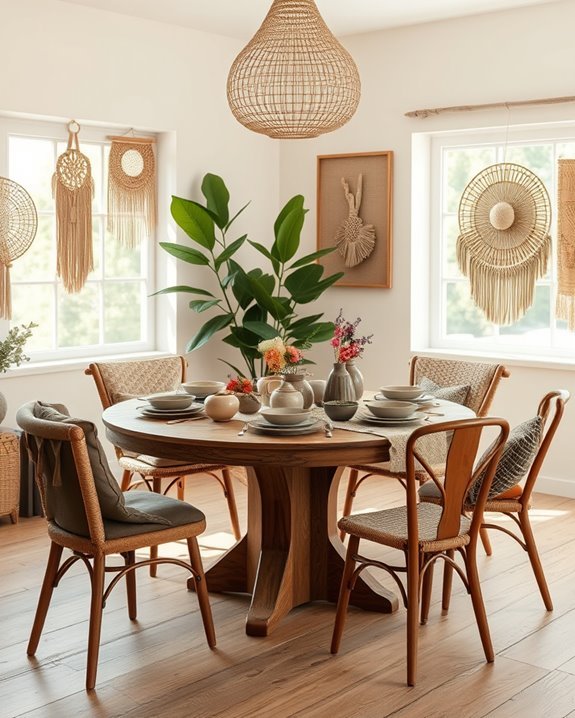 eclectic warm textured dining
