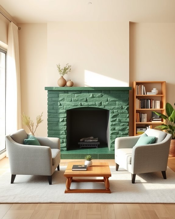 eco friendly green fireplace design