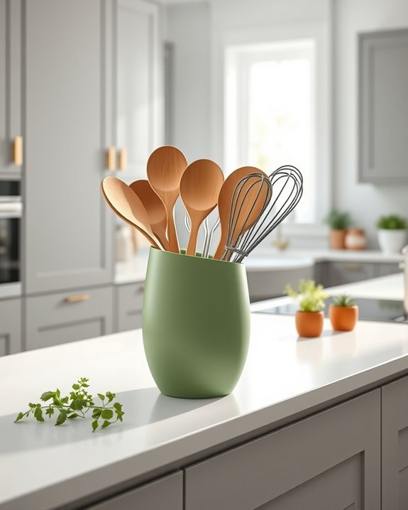 eco friendly green utensil holder