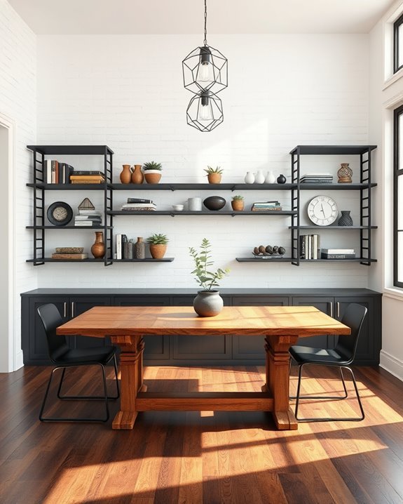 edgy industrial metal shelves