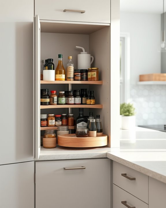 efficient corner cabinet storage