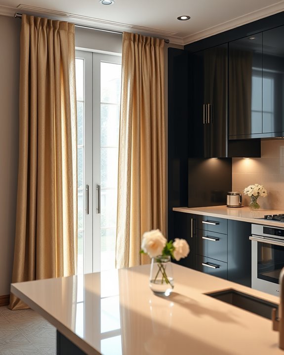 elegant beige kitchen curtains