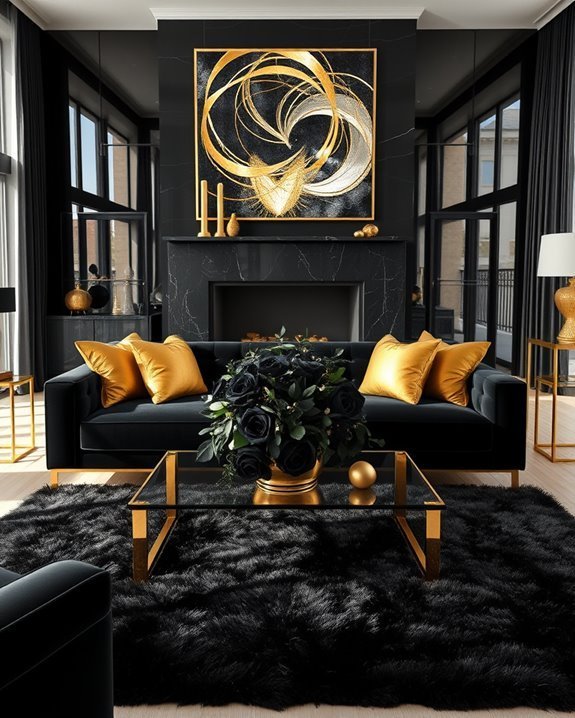 elegant black and gold decor