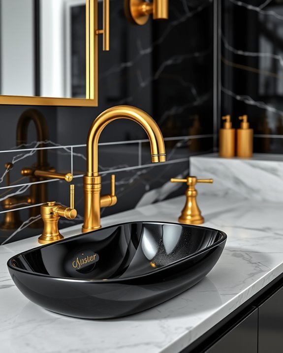 elegant black and gold faucets