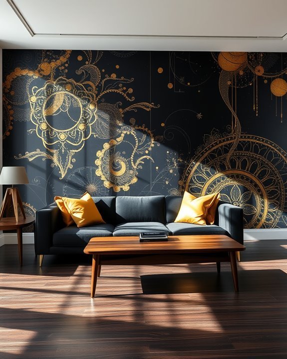 elegant black and gold murals
