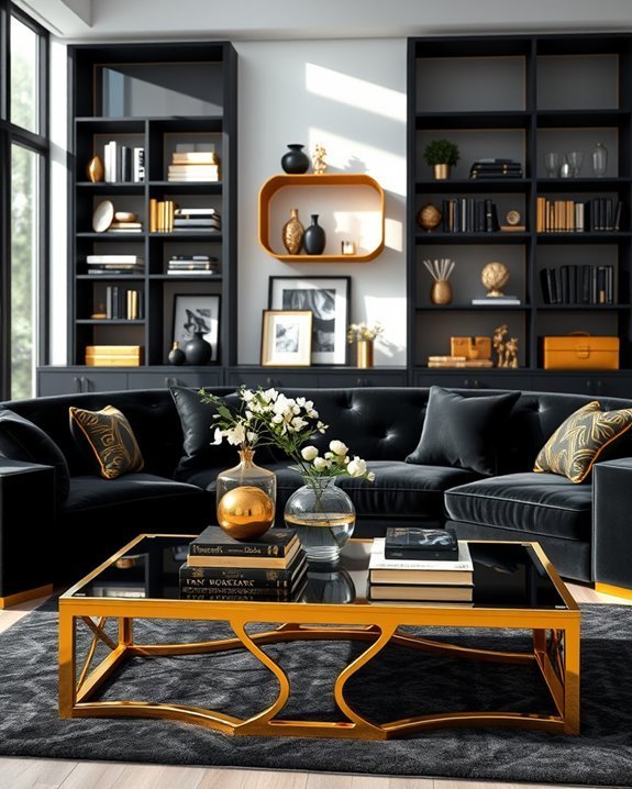 elegant black and gold storage