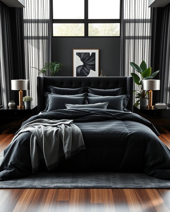 elegant black bedding layers