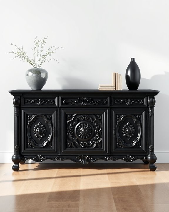 elegant black buffet styling