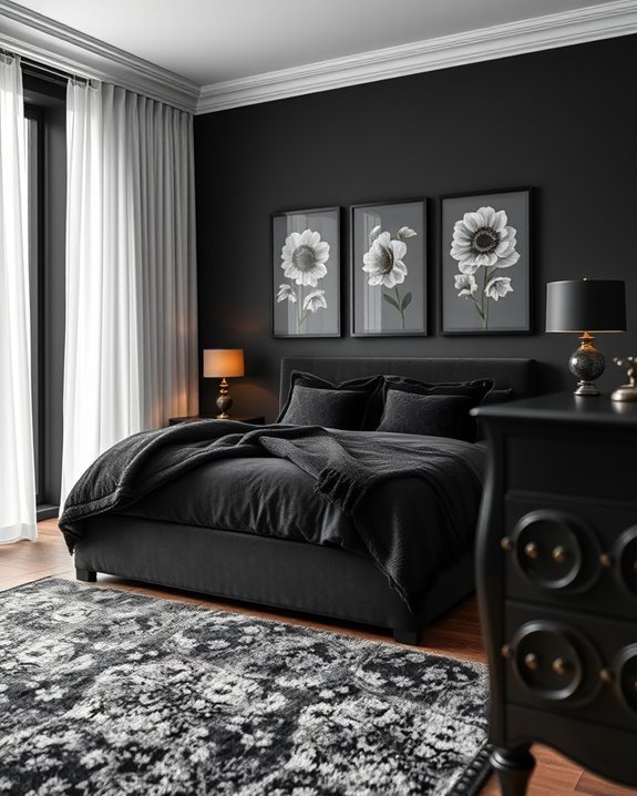 elegant black floral contrast