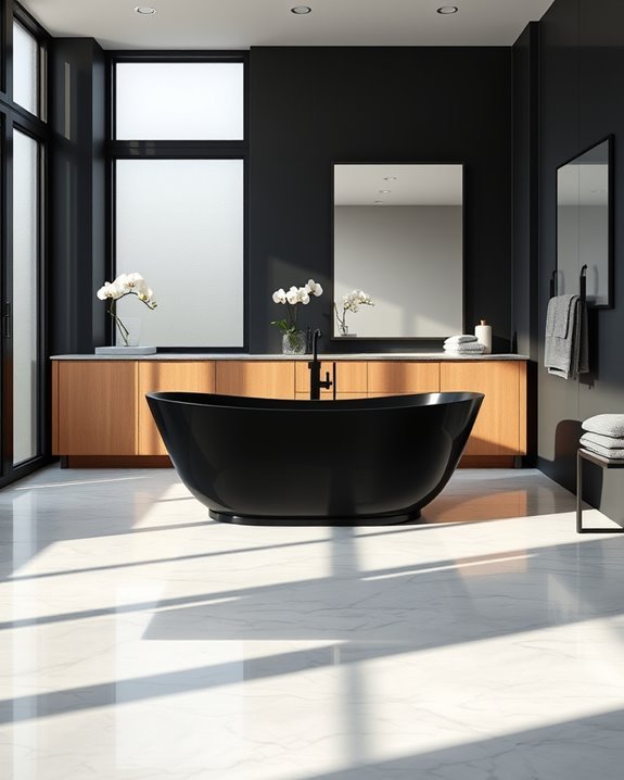 elegant black freestanding tub