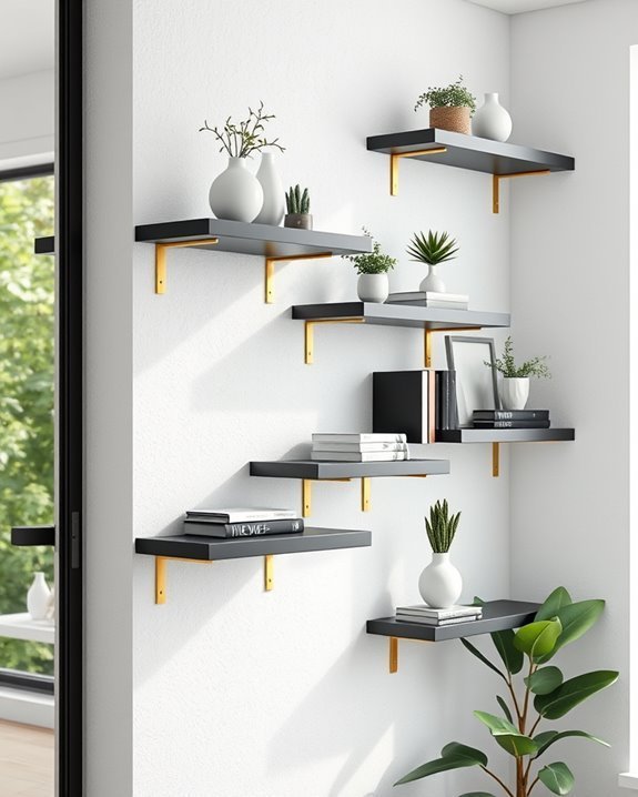 elegant black gold shelves