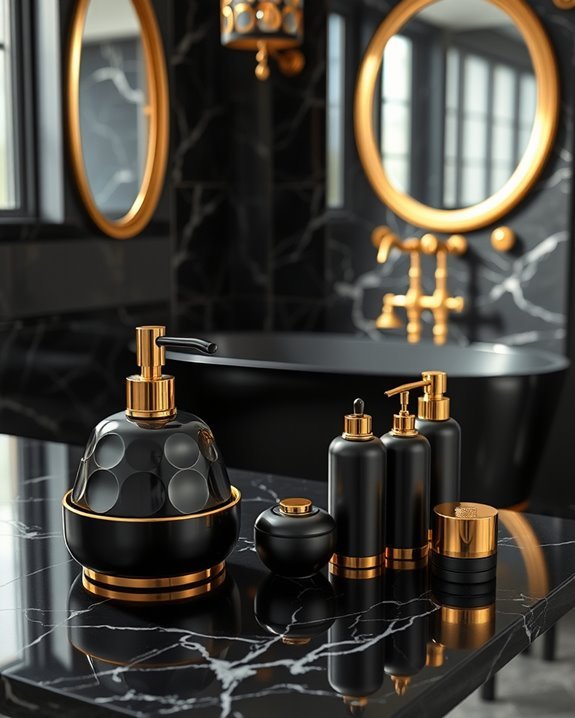 elegant black gold toiletries