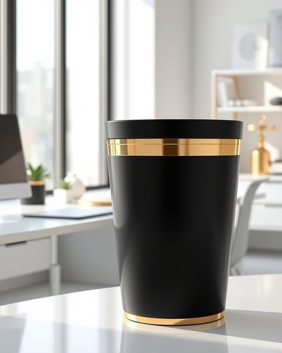 elegant black gold wastebasket
