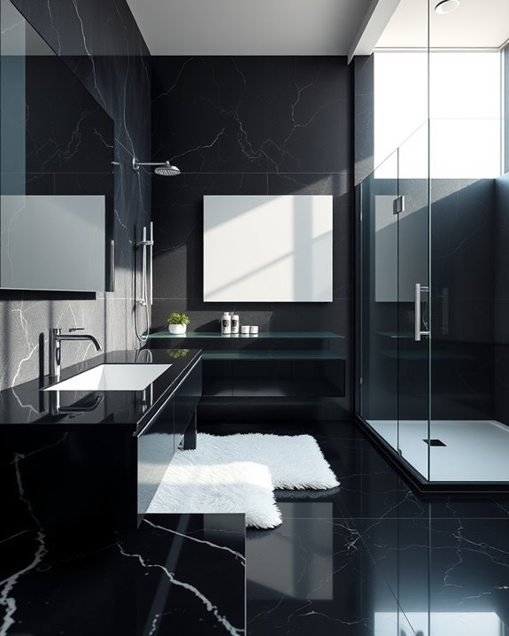 elegant black granite glass