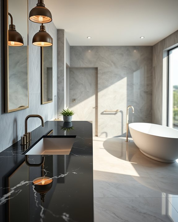 elegant black granite lighting