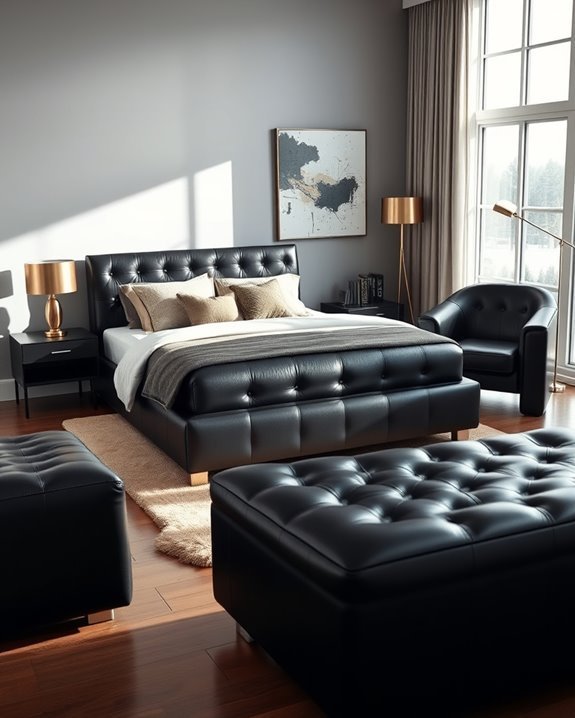 elegant black leather furniture