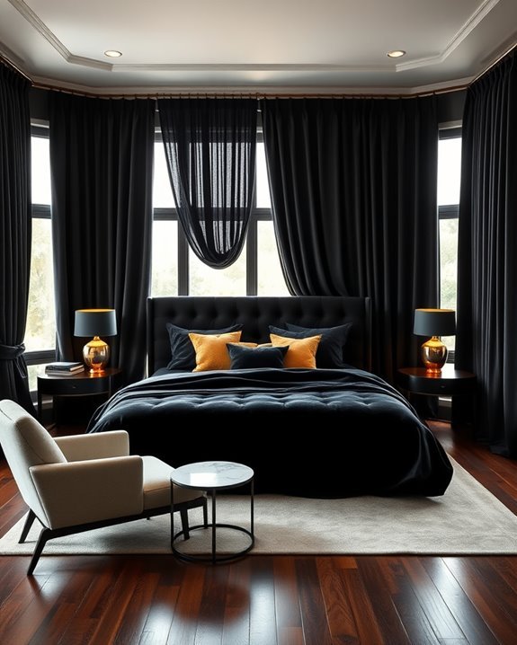 elegant black luxury drapery