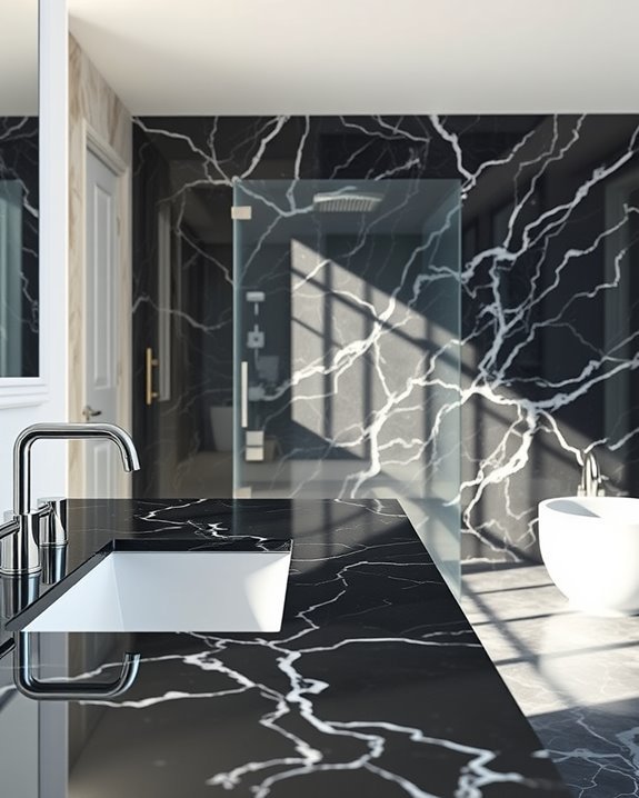 elegant black marble backsplash
